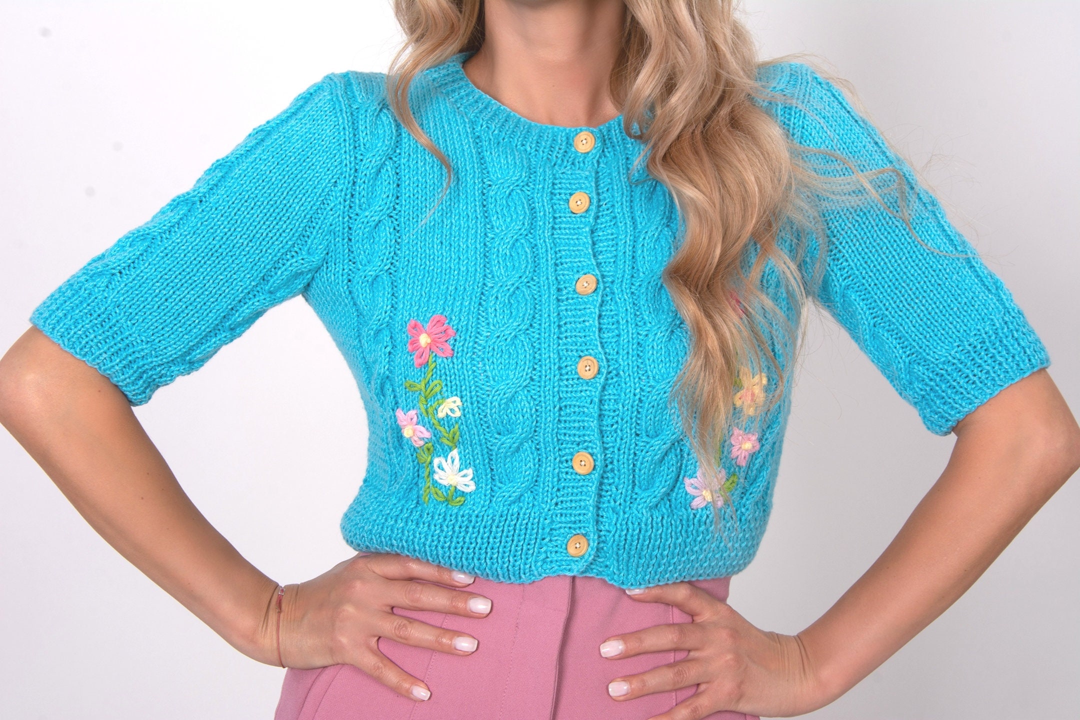 Turquoise Blue Short Sleeve Summer 