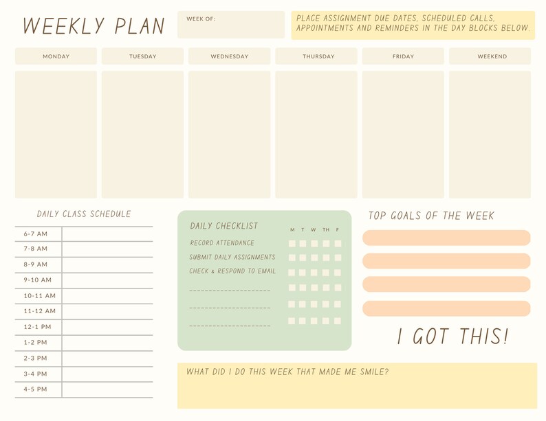 CYBER SCHOOL PLANNER, Cyber Student Week View, Pdf Printable, Organize ...