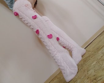 Thigh High Socks, Pink Sweater Socks, Women&#39;s Long Socks, Valentine&#39;s Day Gifts, Lingerie Unique Christmas Gifts ,Sexy Gift
