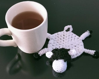 Crochet Sheep Coaster ,Coaster For Hot Drinks, Sheep Animal Coaster