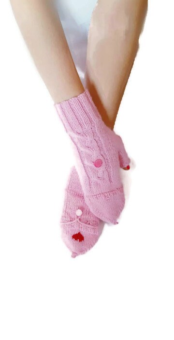 Mitaines En Laine Mérinos Sans Doigts – Rose Femme Taille Unique S M L