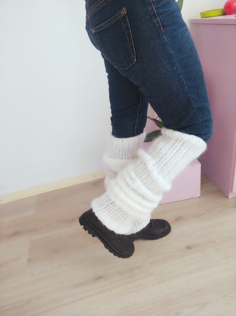 Long Mohair Leg Warmers Leg Warmers Knit White Chunky Long Etsy