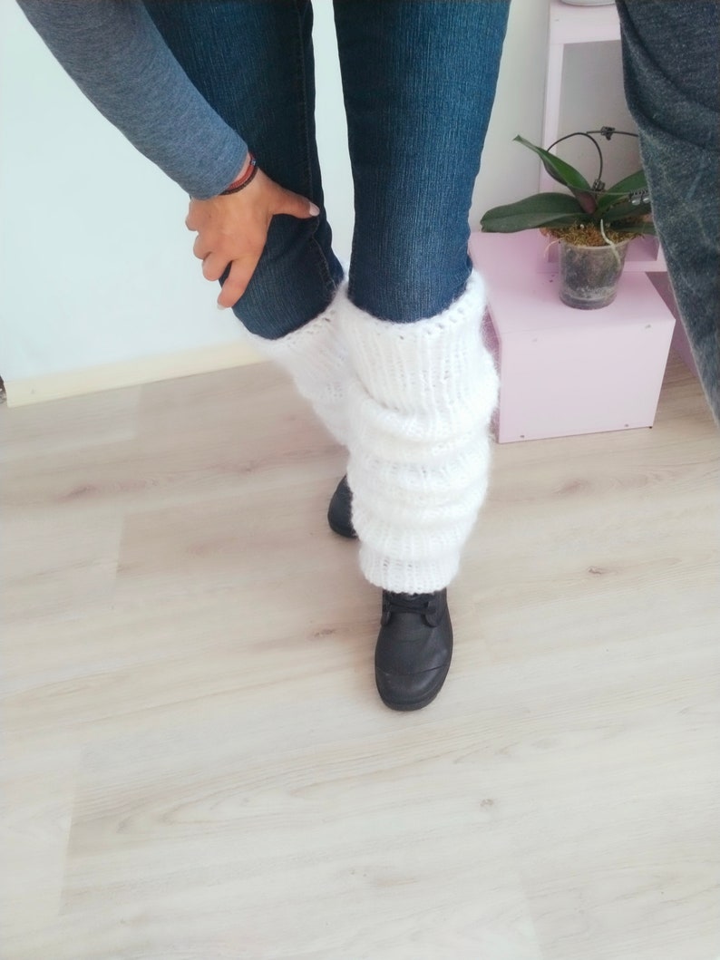 Long Mohair Leg Warmers Leg Warmers Knit White Chunky Long Etsy