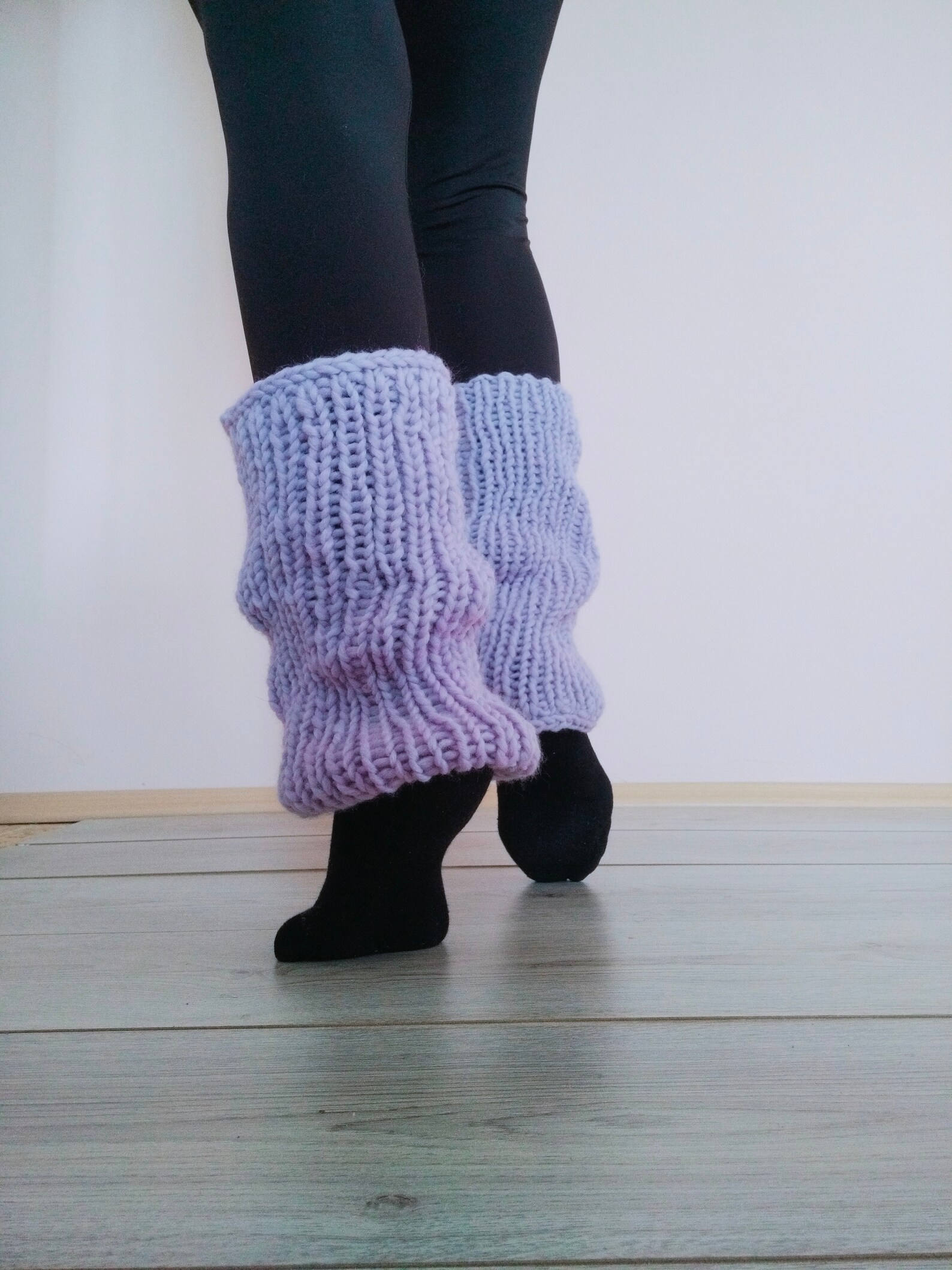 Short Fuzzy Mohair Legwarmers, Chunky Women's Legwarmers, Pastel Purle