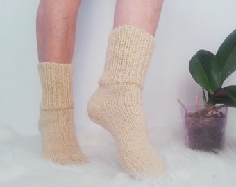 Natural Sheep Wool Socks,Thick Warm Winter Socks, Extra Small To Extra Large Size, Knitted Wool Socks