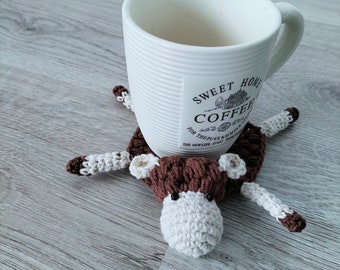 Crochet Sheep Coaster ,Coaster For Hot Drinks, Sheep Animal Coaster