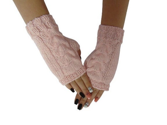 Knitted Pink Gloves Driving Mittens Touch Screen Gloves Open