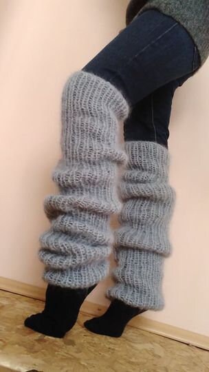 thumbnail image 2 of Women's Knit Leg Warmers - Fashion Y2K Gothic Style Long Socks In Multiple Patterns 2 of 14