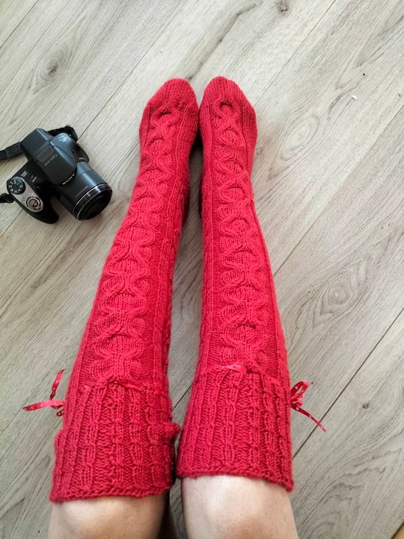 Cable Knit Thigh High Boots Socks, Sweater Boots Socks, Knee High Leg  Warmers, Red Long Socks -  Canada