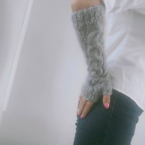 Warm Fingerless Gloves, Long Gloves, Mohair Arm Warmer image 5