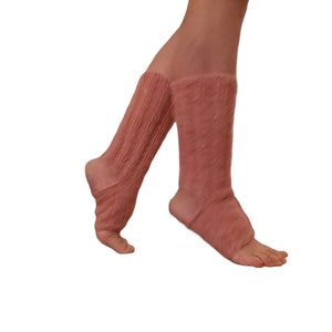 Mochair Yoga Leg Warmers, Pink Grip Socks, Fluffy Toeless Socks, Dance Socks, Pilates Socks, Light Pink Yoga Socks