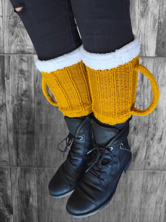Crochet Beer Mug, Leg Warmers, Father's Day Gift, Beer Footless