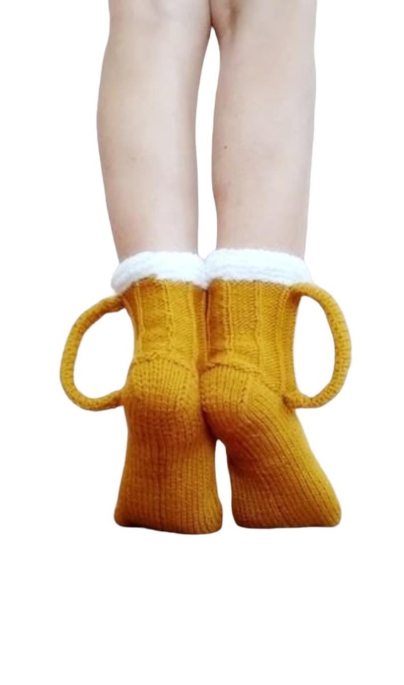 Beer Mug Socks Knitted Beer Socks Crochet Beer Mug Beer Etsy