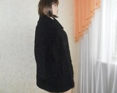 Sz S-M. 60s Astrakhan Fur Coat. Women 39 s Winter Jacket. Winter Outerwear. Average Length Coat. Vintage Black Lamb Fur Coat. US 8 UK 14 EU 38
