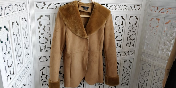 tan faux fur coat