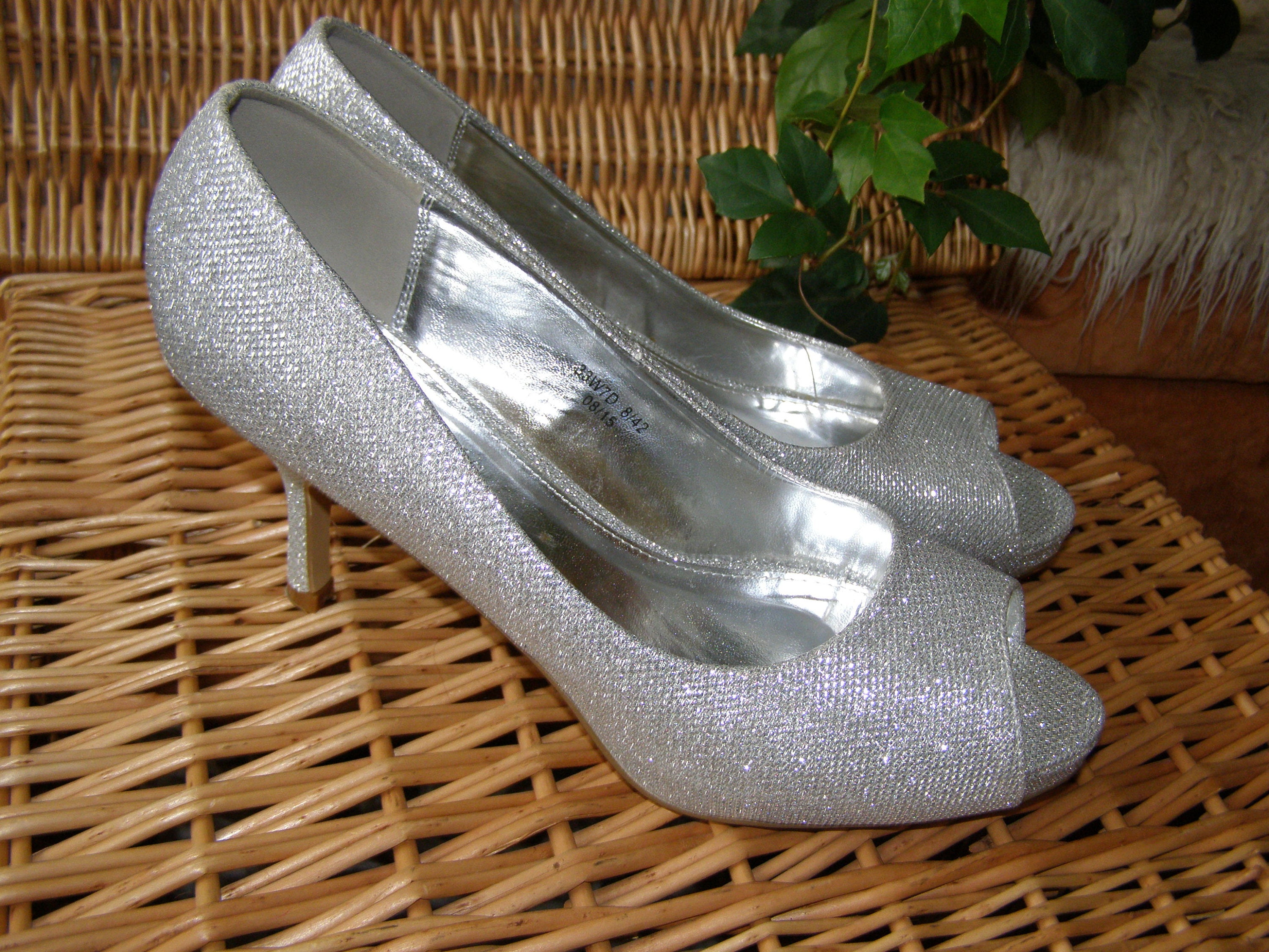 silver glitter pumps