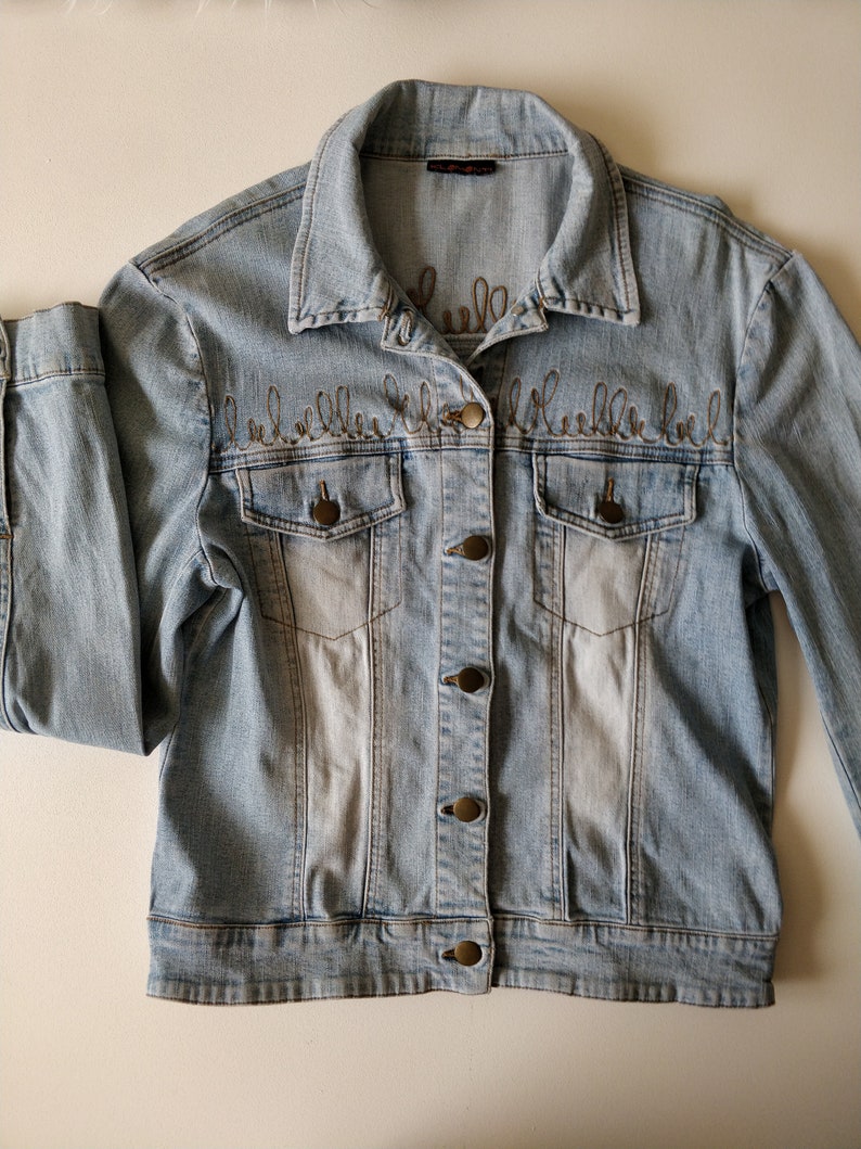 Jacket with Embroidery Vintage Jeans Denim Jacket Size S Size US 6 UK 12 EU 36 Women\u2019s Blue Denim Jacket Blazer