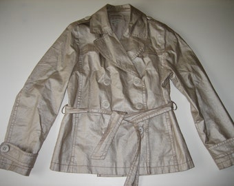 Size S. Double Breasted Summer Jacket. Vintage Women’s Beige Gold Jacket Blazer. Size US 6/ UK 12/ EU 34