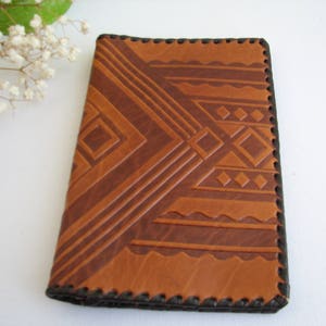 Leather Wallet with a pocket for coins. Brown Leather Wallet with raised print. Soviet Leather Wallet. Tooled Leather Wallet. Money Purse