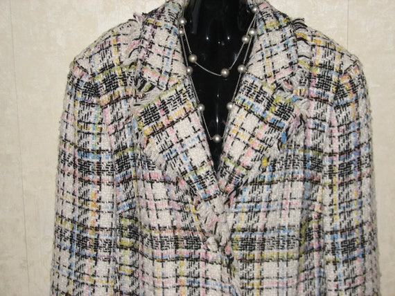 black and white plaid women's coat