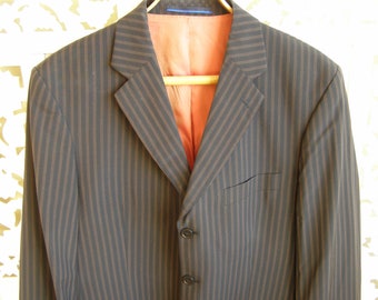 Size 40us. BALTMAN Men's Suit Blazer. Vintage Blazer Jacket. Striped Black Suit Jacket. Men's size 40us / 50eu