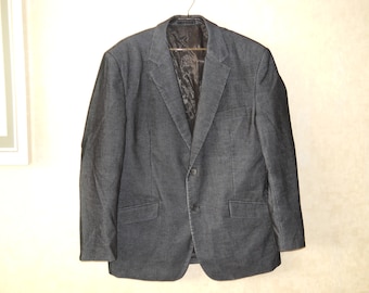 Size 50us. GIOVANI Men’s Blazer. Dark Blue Cotton Men’s Blazer Jacket. Vintage Classic Blazer in shallow Stripe. Men's size 50us/ 60eu