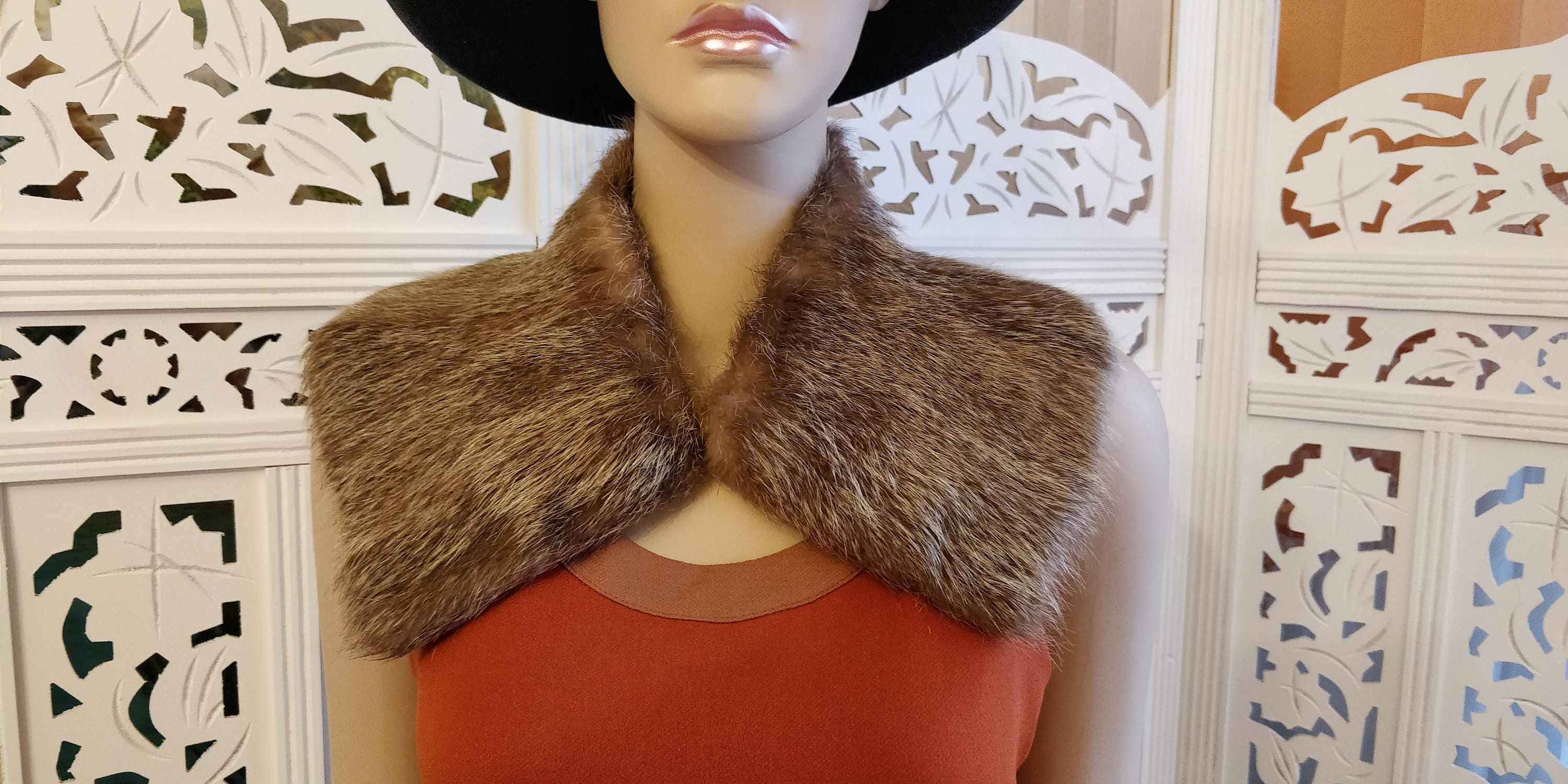 Vintage Coypu Fur Collar. Real Fur. Nutria Fur Collar. Genuine Fur