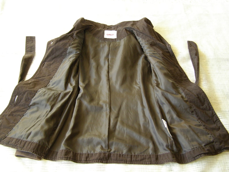 Size 6us 12uk 36eu Size S ONLY Vintage Women/'s Jacket Dark Brown Coat Jacket Cotton Blazer with Hood