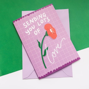 Enviándote mucho amor Tarjeta de felicitación, Tarjeta A6 para un amigo, Enviando amor a un amigo, Tarjeta para un ser querido, Grandes abrazos para ti, Tarjeta para mantenerte fuerte