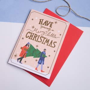 Goldfolien-Weihnachtskarte, frohe Weihnachtskarte, hübsche Schnee-Weihnachtskarten, frohe kleine Weihnachten, festliche Luxuskarte, Goldkarte