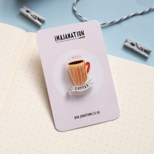 Coffee Acrylic Pin Badge, Pin badge, Badges, Fun Pins, Coffee Lover Gift, Illustrated Gift, Birthday present, Coffee Mug, Cafe, Cosy gift