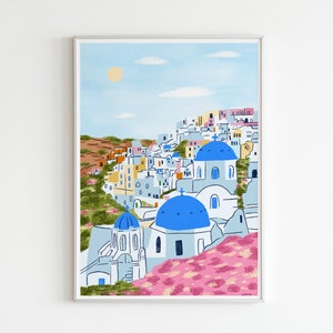 Santorini A4 Art Print, Mediterranean Wall Art, Aesthetic Gift, Travel Print, Greece Travel Print, Housewarming Gift, Home Decor Print