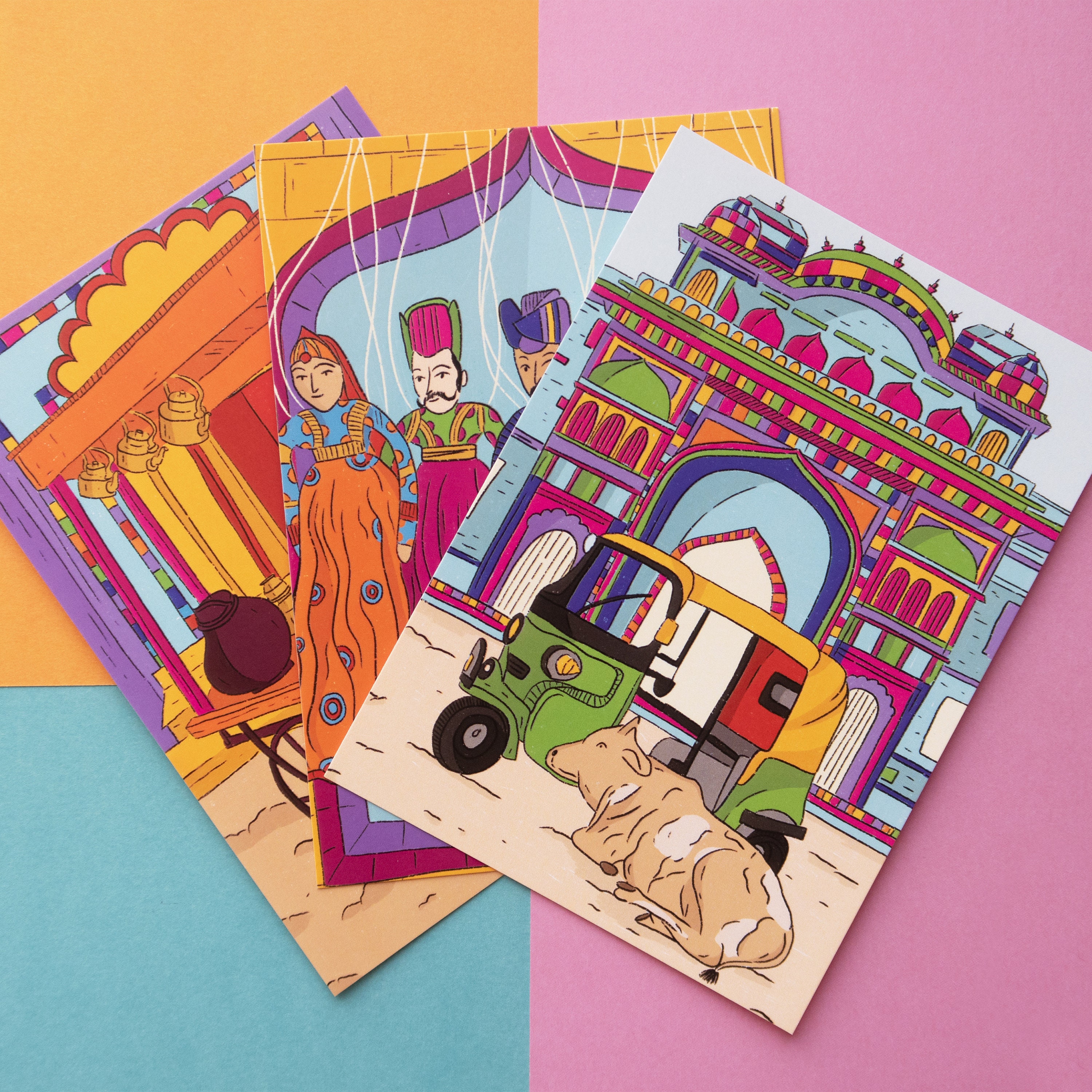 Set of 3 India Postcard Pack A6 Illustrated India Print Art Etsy