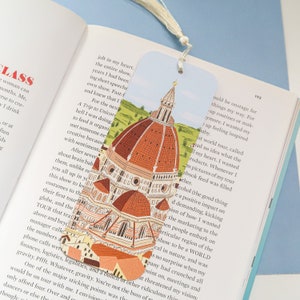 Italy bookmark, Cathedral of Santa Maria del Fiore bookmark, Single sided bookmark, Travel art, Gift for travel lover, Bookmark with tassel