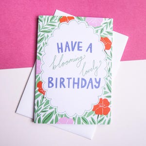 Blühende reizende Geburtstagskarte, Blumen alles Gute zum Geburtstagkarte, Natur-inspirierte Grußkarte, botanische Geburtstagswünsche
