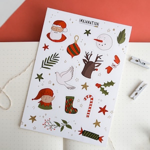 Christmas Sticker Sheet, Cute Stickers, Cosy Stickers, Winter Stickers, Bullet Journal Sticker Sheet,  Santa Stickers, Festive decoration