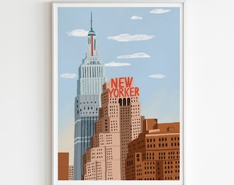 New York Skyline Art Print: handgetekende Brooklyn-illustratie