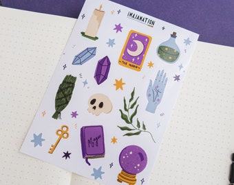 Magical Sticker Sheet, Scrapbook Stickers, Spooky Stickers, Witchy Sticker Sheet, Bujo Mystical Stickers, Planner Bullet Journal Stickers