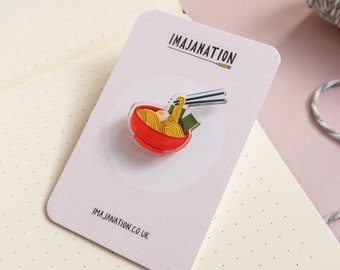 Ramen Acrylic Pin Badge, Noodles badge, Brooch for clothes, Food gifts, Illustrated Pin, Fun Birthday Present, Cute Gift for Friend