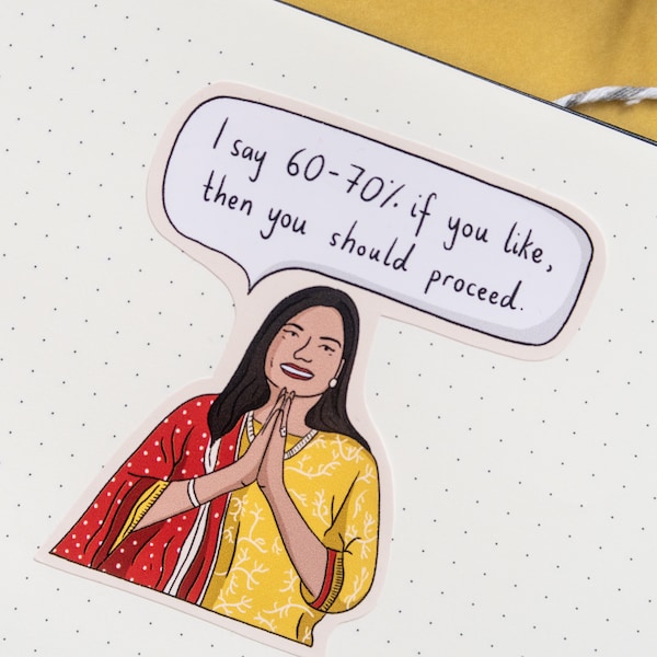 Indian Matchmaking, Netflix Show, Sima Aunty, Waterproof sticker, Laptop sticker, Water bottle sticker, Art gifts for her, Birthday gift