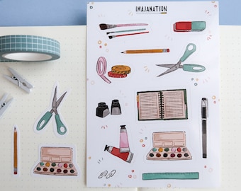 Artist Stationery Sticker Sheet: Illustrated Planner Stickers