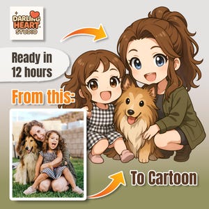 Custom Digital Cartoon Portrait | Personalized Printable Cartoon Drawing from Photo | Unique Family Gift | Fast Delivery 12 Hours