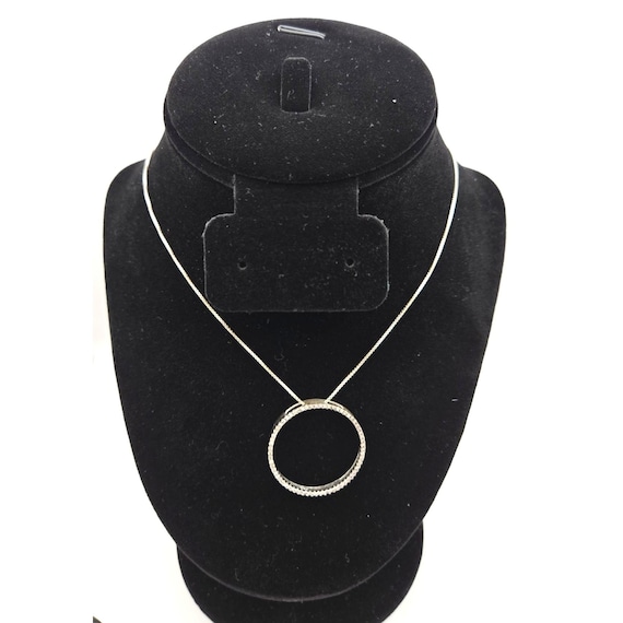 Sterling Silver Diamond Circle Pendant Necklace With Box Chain 1/2 tdw Gift