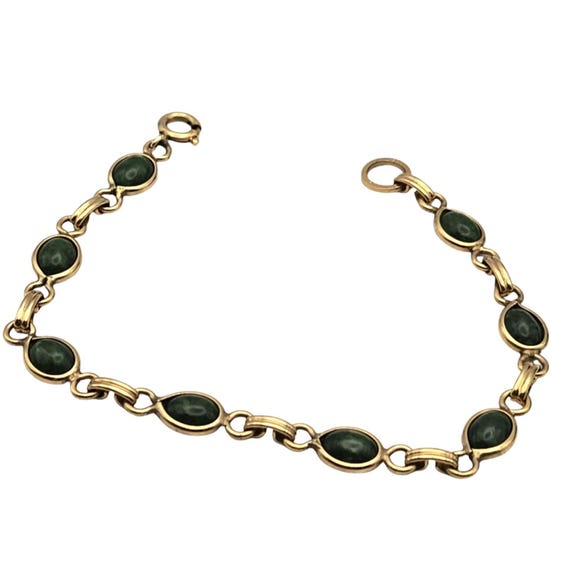 BOJAR 12K Gold Filled Jade Cabochon Link Bracelet
