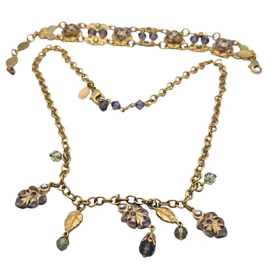 Kirks Folly Gold Tone Floral & Butterfly Necklace And Bracelet Set