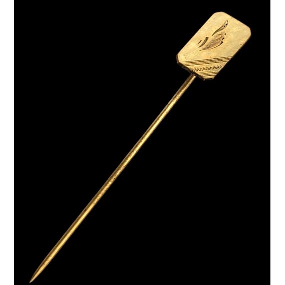 Vtg 10 Kt. Gold Etched Victorian Stickpin 2 1/2 "