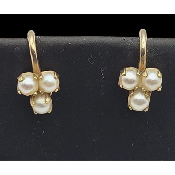 Van Dell Vintage Pearl Screw Back Earrings 12K Gold Filled