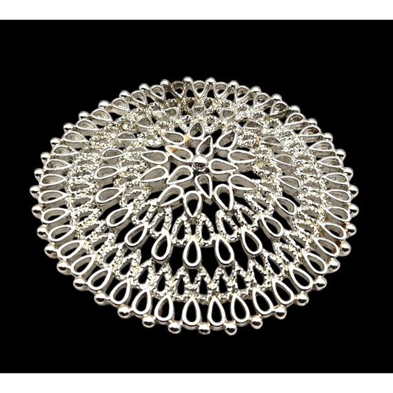Vintage Sarah Coventry Silver-Tone Filigree Circle Brooch Pin Jewelry