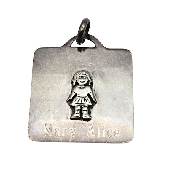 Sterling Silver 925 Mary Alice Engraved Pendant Charm With Cute Child Figure Design