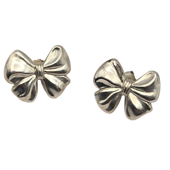 Sterling Silver Bow Shaped Earrings - Elegant & Timeless Design